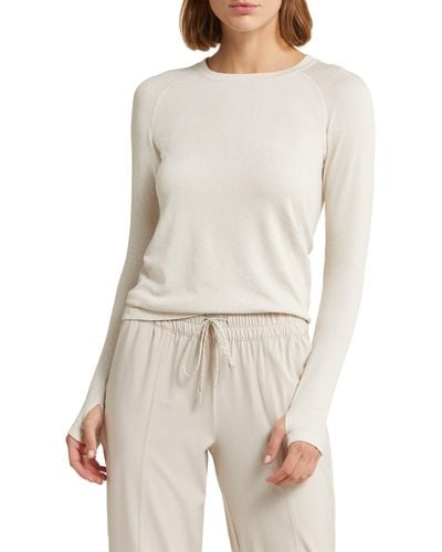Zella Seamless Jacquard Long Sleeve T-shirt - White