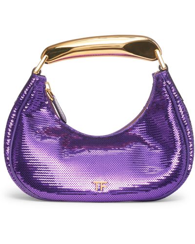 Tom Ford Mini Bianca Sequin Top Handle Bag - Purple