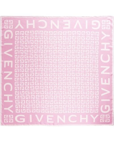 Givenchy 4g Monogram Silk Twill Square Scarf - Pink