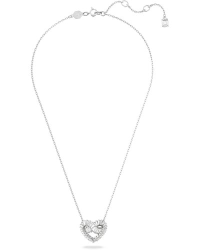 Swarovski Matrix Woven Crystal Heart Pendant Necklace - White