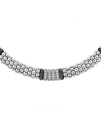 Lagos Black Caviar Diamond Rope Necklace - Metallic