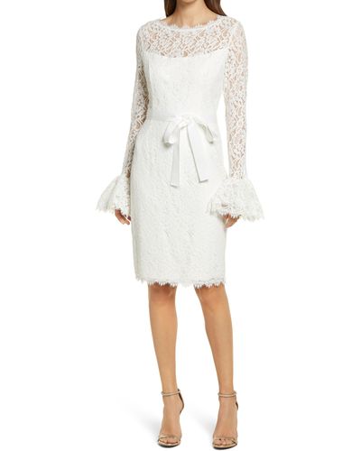 Shani Long Sleeve Lace Sheath Dress - White