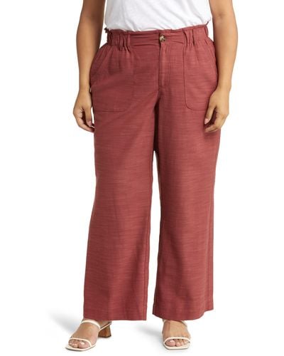 Wit & Wisdom Sky Rise Paperbag Waist Pants - Red
