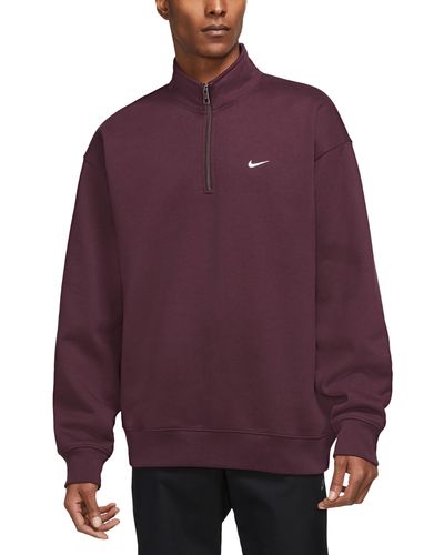 Nike Solo Swoosh Oversize Quarter Zip Sweatshirt - Purple