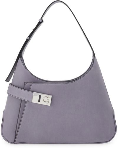 Ferragamo Arch Leather Hobo Bag - Purple