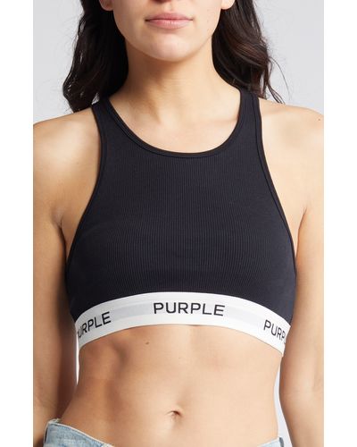 Purple Brand Stretch Cotton Rib Bralette - Black