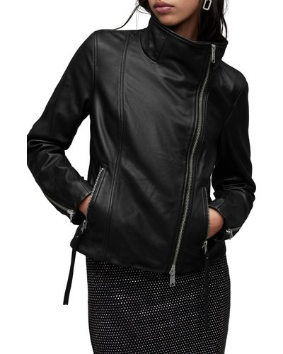 AllSaints Ellis Leather Biker Jacket - Black