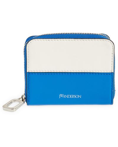 JW Anderson Puller Colorblock Leather Coin Purse - Blue