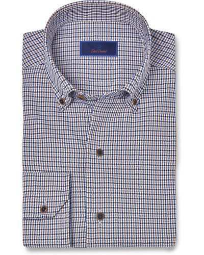 David Donahue Classic Fit Houndstooth Supima® Cotton Royal Oxford Dress Shirt - Blue