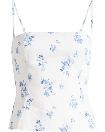 Reformation Overland Floral Linen Camisole - White