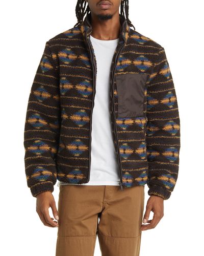 Native Youth Westwick Geo Pattern Fleece Zip Jacket - Brown