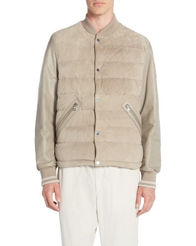 Moncler Chalanches Quilted Leather Down Jacket - Natural