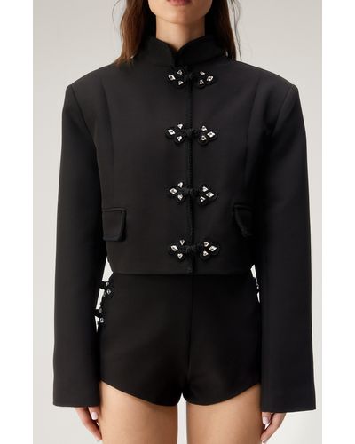 Nasty Gal Embellished Crop Jacket - Black