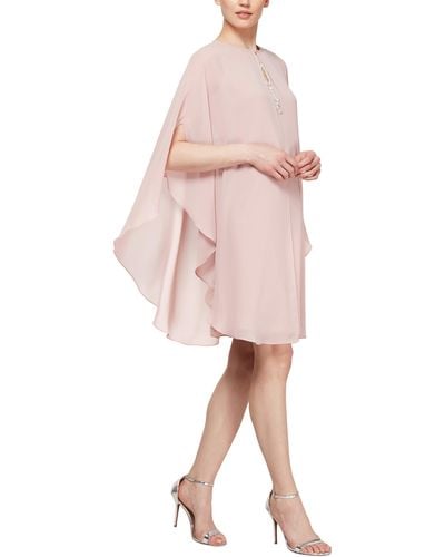 Sl Fashions Two-piece Cape Cocktail Dress - Pink