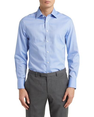 Charles Tyrwhitt Slim Fit Non-iron Solid Royal Oxford Dress Shirt - Blue
