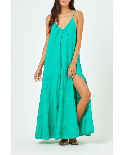 L*Space Goldie Cover-up Maxi Dress - Green