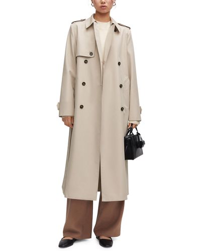 Mango Double Breasted Water Repellent Trench Coat - Natural