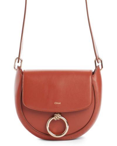 Chloé Small Arlene Leather Crossbody Saddle Bag - Red