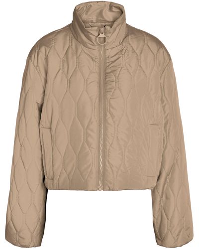 Noisy May Leah Quilted Stand Collar Jacket - Natural