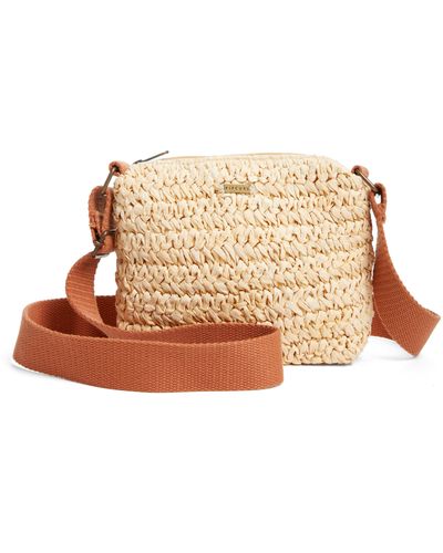 Rip Curl Crochet Straw Crossbody Bag - Brown