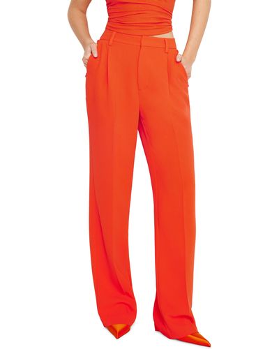 GOOD AMERICAN Luxe Suiting Column Wide Leg Pants - Red