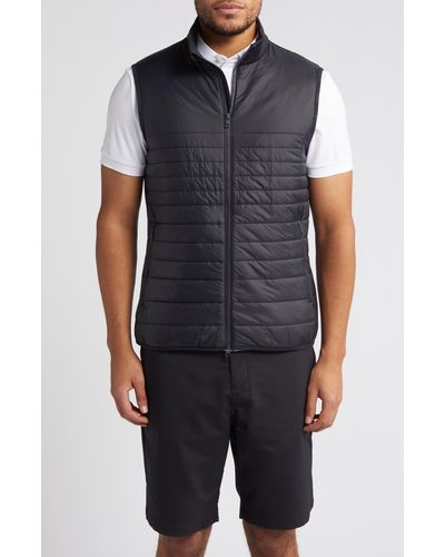 J.Lindeberg Martino Quilted Hybrid Water Repellent Insulated Vest - Black