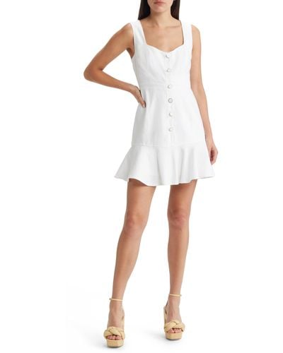 MILLY Nile Linen Blend Fit & Flare Dress - White
