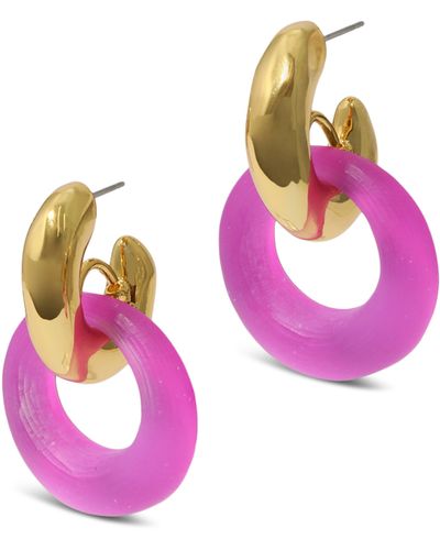 Alexis Luminous Lucite Door Knocker Hoop Earrings - Pink