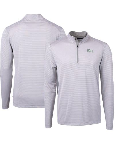 Cutter & Buck /white Ivy League Drytec Tri-blend Virtue Eco Pique Micro Stripe Recycled Quarter-zip Pullover At Nordstrom - Blue