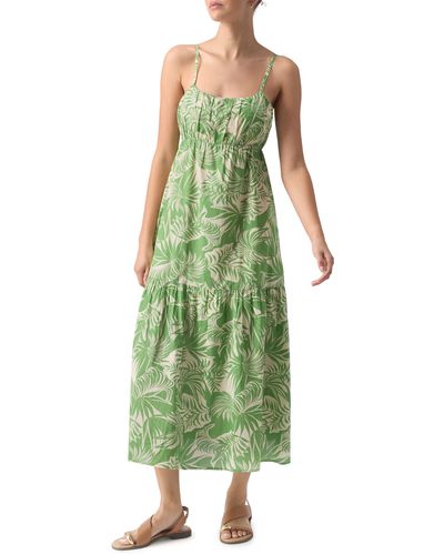 Sanctuary Tiered Cotton Midi Dress - Green