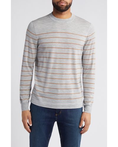 Nordstrom Stripe Wool & Silk Crewneck Sweater - White