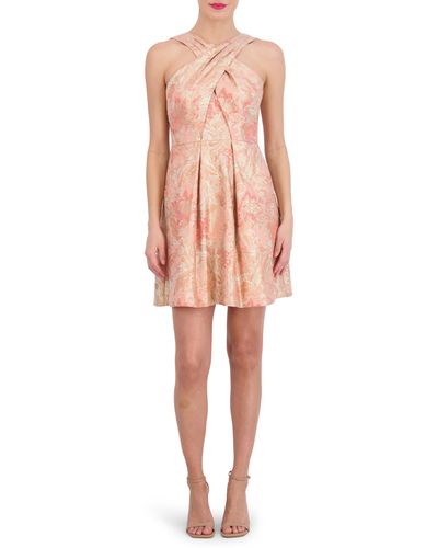 Vince Camuto Floral Jacquard Fit & Flare Minidress - Pink