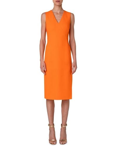 Akris Virgin Wool Crepe Sheath Dress - Orange