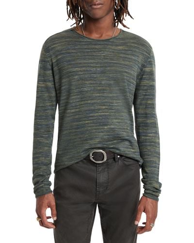 John Varvatos Omar Space Dye Linen Blend Crewneck Sweater - Gray