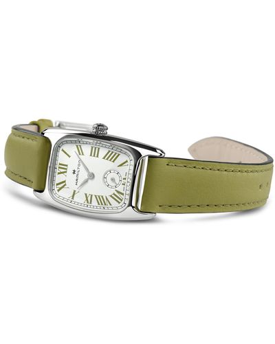 Hamilton American Classi Boulton Leather Strap Watch - Green