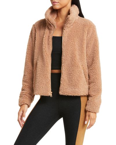 Beyond Yoga Faux Fur Zip Jacket - Black