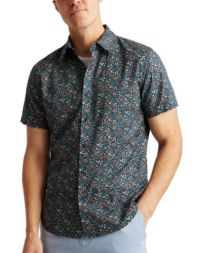 Bonobos Riviera Slim Fit Floral Stretch Short Sleeve Button-up Shirt - Gray