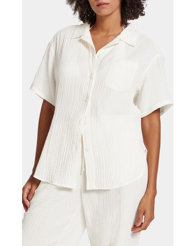 UGG ugg(r) Embrook Short Sleeve Cotton Gauze Pajama Top - White