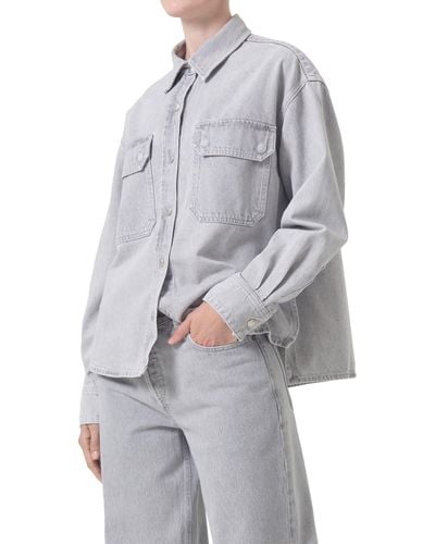 Agolde Gwen Denim Shirt Jacket - Gray