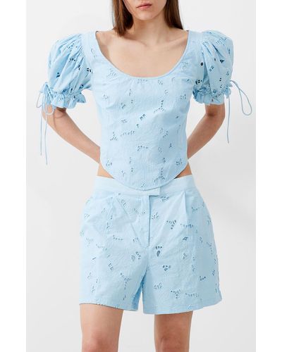 French Connection Rhodes Eyelet Top - Blue