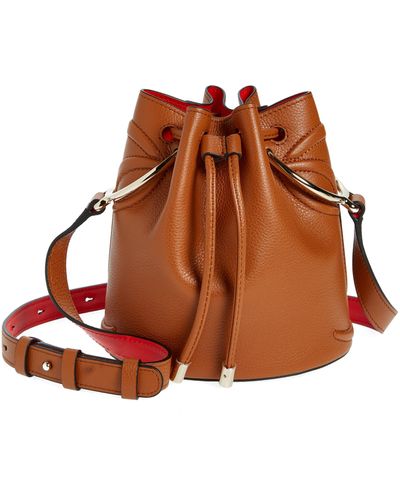 Christian Louboutin By My Side Grained Calfskin Leather Bucket Bag - Brown