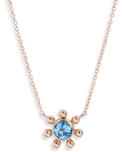 Anzie Dew Drop Marine Blue Topaz & 14k Gold Pendant Necklace