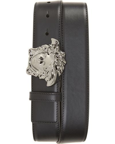 Versace Medusa Head Leather Belt - Gray