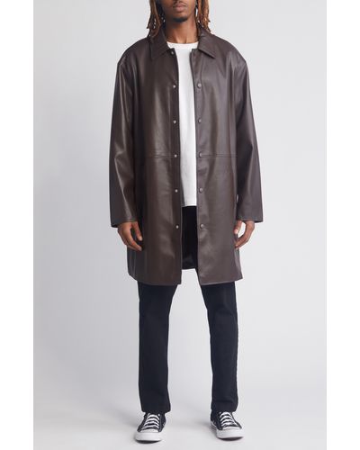 ASOS Faux Leather Longline Trench Coat - Brown