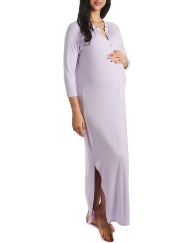 Everly Grey Juliana Jersey Maternity/nursing Gown - Purple
