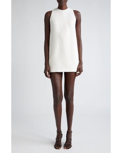 Brandon Maxwell Alana Wool & Silk Blend Shift Dress - White