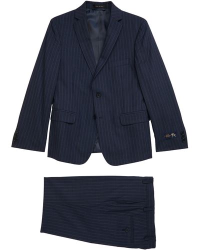 Hart Schaffner Marx Relaxed Stripe Wool Suit - Blue
