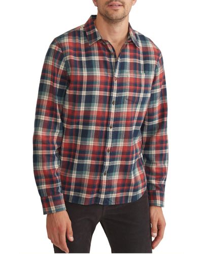 Marine Layer Balboa Plaid Flannel Button-up Shirt - Red