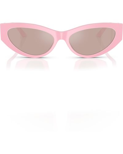 Versace 56mm Mirrored Cat Eye Sunglasses - Pink