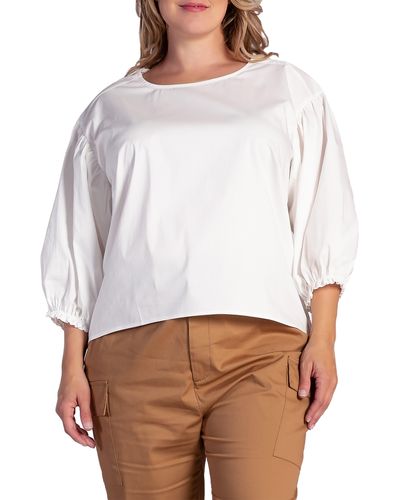 Standards & Practices Saber Balloon Sleeve Blouse - White